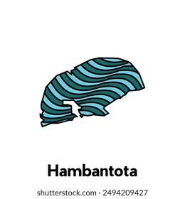 Mapa Ciudad de Hambantota Plantilla de diseño con estilo de color ondulado sobre fondo blanco, adecuado para su empresa