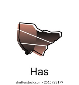 Map City of Has, Vector isolated illustration of simplified administrative design, logotype element for template