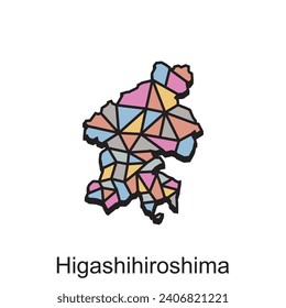 Map City of Higashihiroshima World Map International vector template with outline graphic style, isolated on white background