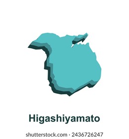 Map City of Higashiyamato blue silhouette, simplicity map prefecture illustraiton element