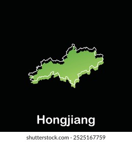 Modelo de design da cidade de Hongjiang com esboço gráfico estilo isolado no fundo preto