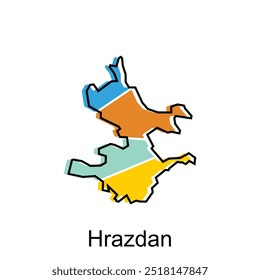 Map City of Hrazdan - Armenia map Country vector design template - black outline color isolated on white background