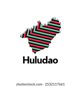 Map City of Huludao vector design template with strip color style, Infographic map illustration on a white background