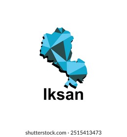 Map City of Iksan, polygon style geometric colorful design template names Country of South Korea
