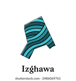 Map City of Izghawa design illustration, vector symbol, sign, outline, World Map International vector template on white background
