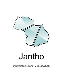 map City of Jantho vector design template, Indonesia Map with states and modern round shapes