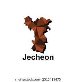 Karte Stadt Jecheon, Polygon Stil geometrische bunte Design Template Namen Land Südkorea