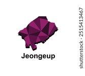 Map City of Jeongeup, polygon style geometric colorful design template names Country of South Korea