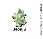 Map City of Jeonju, polygon style geometric colorful design template names Country of South Korea