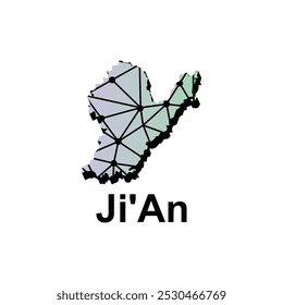 Map City of Ji An vector design template, national borders and important cities illustration