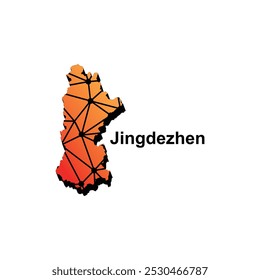 Map City of Jingdezhen vector design template, national borders and important cities illustration