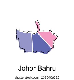 Map City of Johor Bahru vector design, Malaysia map with borders, cities. logotype element for template design