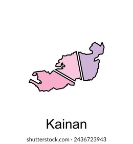 Map City of Kainan flat design colorful logo, map on white background