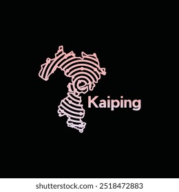 Map City of Kaiping - map location on China Country, design with line and dot style technology vector template