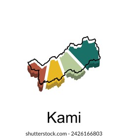 Map City of Kami design template, World Map International vector template with outline graphic sketch style isolated on white background