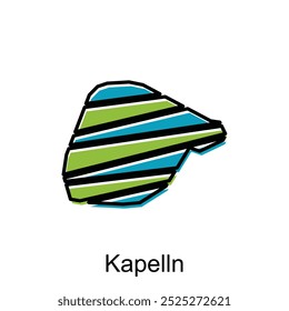 Map City of Kapelln, World Map International vector template with geometric strip colorful style isolated on white background
