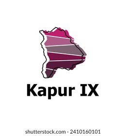 Map City of Kapur IX, World Map Country of Indonesia vector template with outline, graphic sketch style isolated on white background
