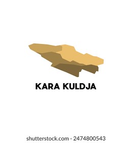 Mapa Ciudad de Kara Kuldja diseño geométrico, Mapa Mundial Plantilla de Vector internacional con contorno gráfico estilo de boceto aislado sobre fondo blanco