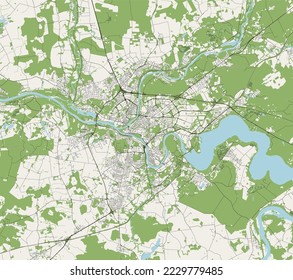 map of the city of Kaunas, Lithuania