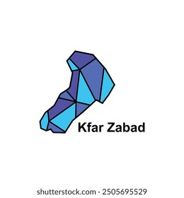 Map City of Kfar Zabad World Map International vector template with polygon graphic style, isolated on white background