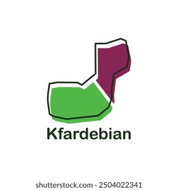 Mapa Ciudad de Kfardebian, Fronteras para su infografía. Plantilla de diseño de Ilustración vectorial