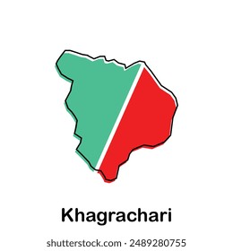 Map City of Khagrachari, Vector isolated illustration of simplified administrative map of Bangladesh. Borders and names of the regions. Colorful silhouettes