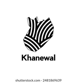 Map City of Khanewal vector design template, national borders and important cities illustration on white background