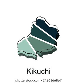 Karte Stadt Kikuchi Design-Vorlage, Weltkarte Internationale Vektor-Vorlage mit Umriss-Grafik-Skizze-Stil isoliert auf weißem Hintergrund