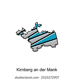 Map City of Kirnberg an der Mank, World Map International vector template with geometric strip colorful style isolated on white background