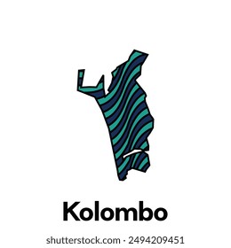 Map City of Kolombo design template with wave color style on white background, suitable for your company