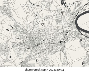 map of the city of Krefeld, Germany