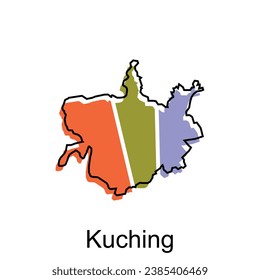 Map City of Kuching vector design template, Infographic vector map illustration on a white background.