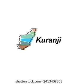Map City of Kuranji World Map International vector template with outline, graphic sketch style isolated on white background