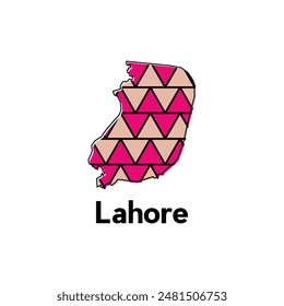 Plantilla de diseño de Vector de la ciudad de Lahore, ilustración de mapa de Vector infográfico sobre un fondo blanco.