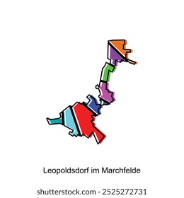 Map City of Leopoldsdorf im Marchfelde, World Map International vector template with geometric strip colorful style isolated on white background