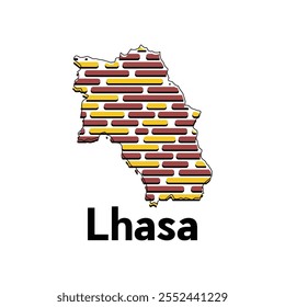 Mapa Cidade de Lhasa Tech Vetor Design, modelo de design de logotipo de conexão de tecnologia moderna