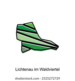 Map City of Lichtenau im Waldviertel, World Map International vector template with geometric strip colorful style isolated on white background