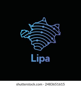Map City of Lipa. vector map of the Philippines Country. Borders of for your design with line and dot style technology design template