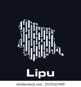 Map City of Lipu - location on China country, modern and simple with line data connection vector design - logotype element for template