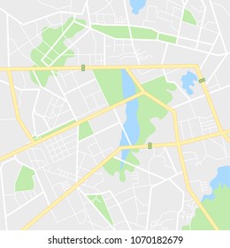 Map of the city, locality. Color scheme background. GPS navigation, along the road and streets. Flat vector cartoon illustration.