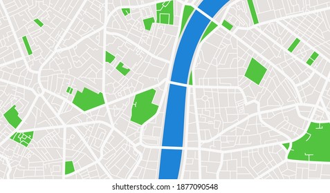 Map of the city, locality. Color scheme background. GPS navigation, along the road and streets. Flat vector cartoon illustration.