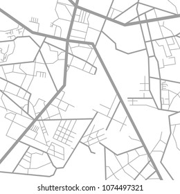 Map of the city, locality. Grey scheme on a white background. GPS navigation, along the road and streets. Flat vector cartoon illustration. Objects isolated on white background.