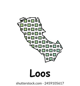 Map City of Loos,geometric logo with digital technology, illustration design template