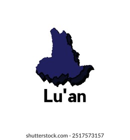 Map City of Lu'an - administrative map vector design, logotype element for template