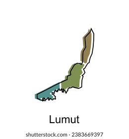 Mapa de la ciudad de Lumut, fronteras para tu infografía. Plantilla de diseño de ilustración de vector