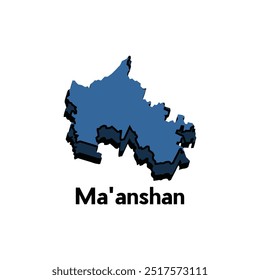 Mapa Ciudad de Ma'anshan - diseño de Vector de mapa administrativo, elemento de logotipo para Plantilla