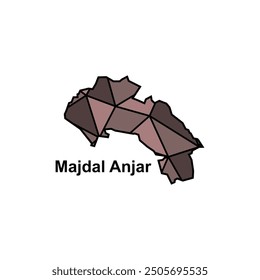 Map City of Majdal Anjar World Map International vector template with polygon graphic style, isolated on white background