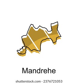 Mapa de la ciudad de Mandrehe. mapa vectorial de la capital de la provincia de Sumatra del Norte Diseño colorido del país, plantilla de diseño de ilustración sobre fondo blanco