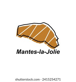 Map City of Mantes la Jolie vector design template, World Map International vector template with outline graphic sketch style isolated on white background