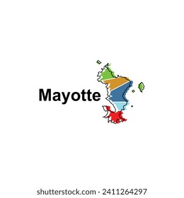 Map City of Mayotte, Vector ilustra de forma aislada el mapa administrativo simplificado de Francia. Fronteras y nombres de las regiones. adecuado para su empresa